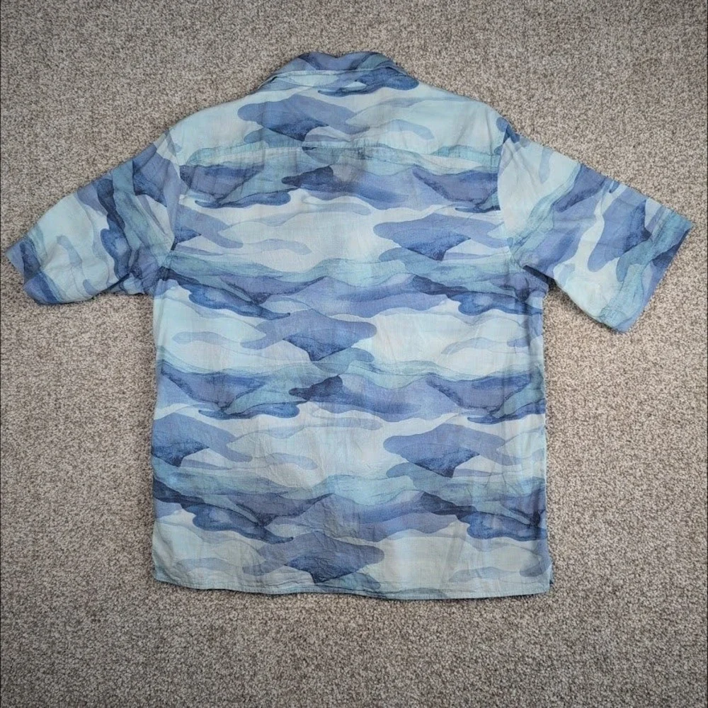 Banana Republic Organic Cotton Camp‎ Shirt Relaxed Fit Blue Camo Mens
